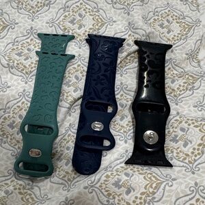 Set of Three Floral Silicone Patterned Apple Watch Bands